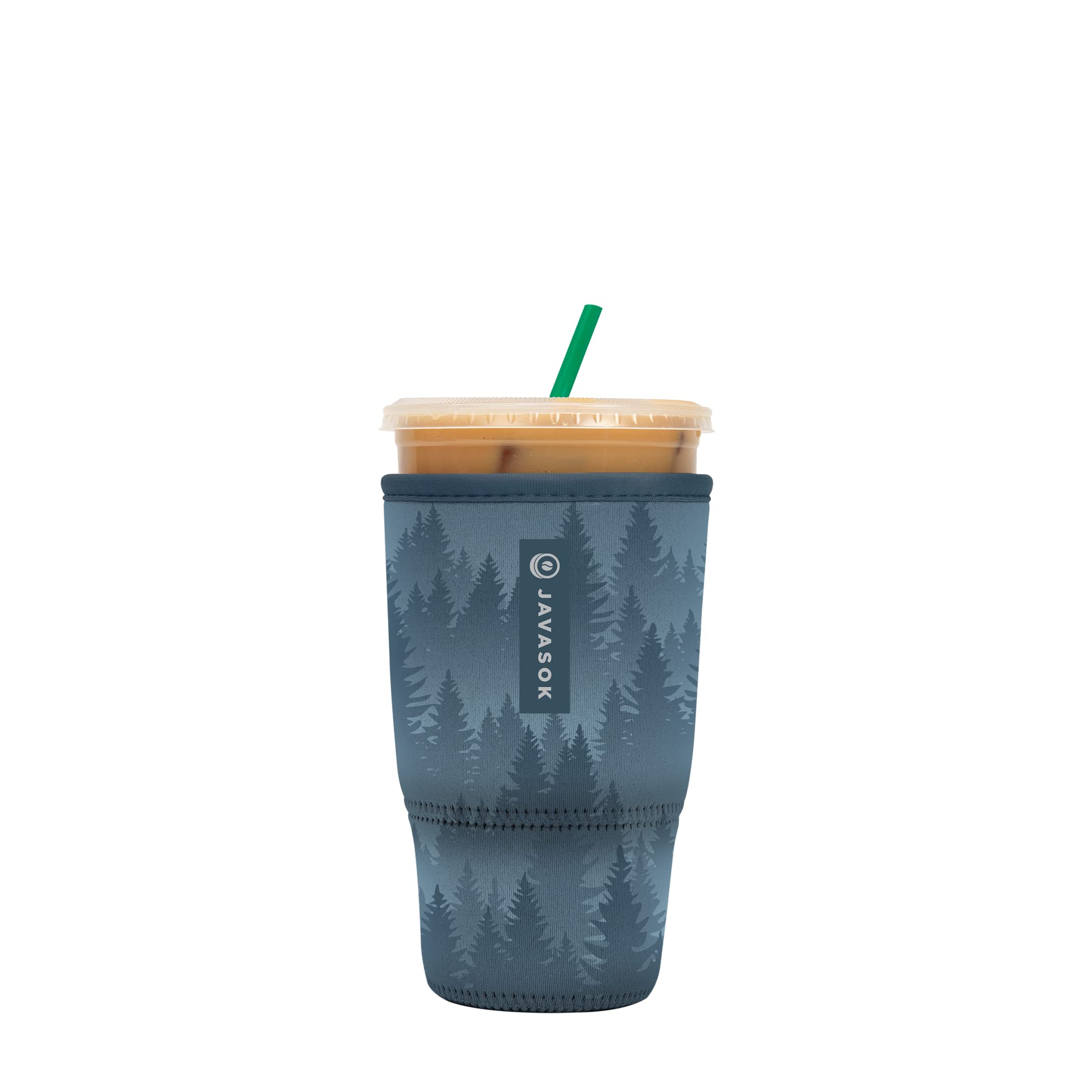 Sok It JavaSok insulated sleeve on foggy woods cup keeps drinks cold and hands warm