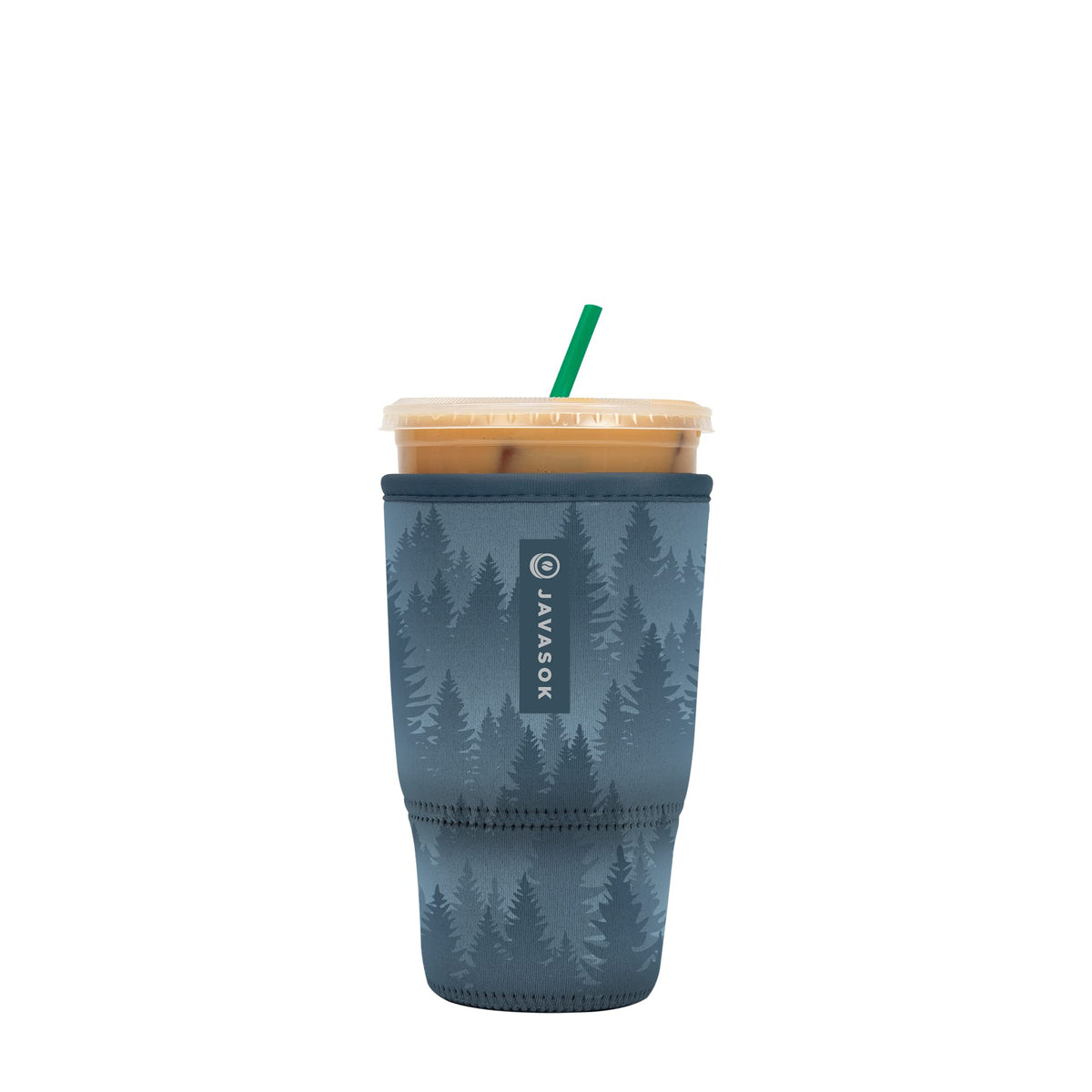 Sok It JavaSok insulated sleeve on foggy woods cup keeps drinks cold and hands warm