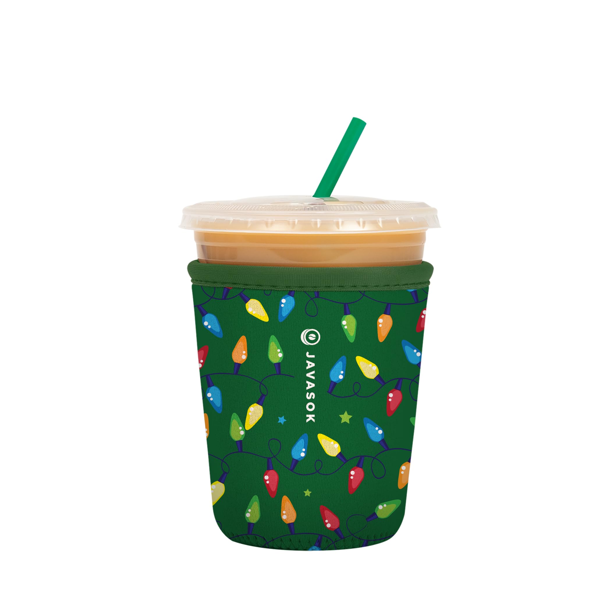 Sok It JavaSok iced coffee sleeve front view keeps drinks cold and comfy.