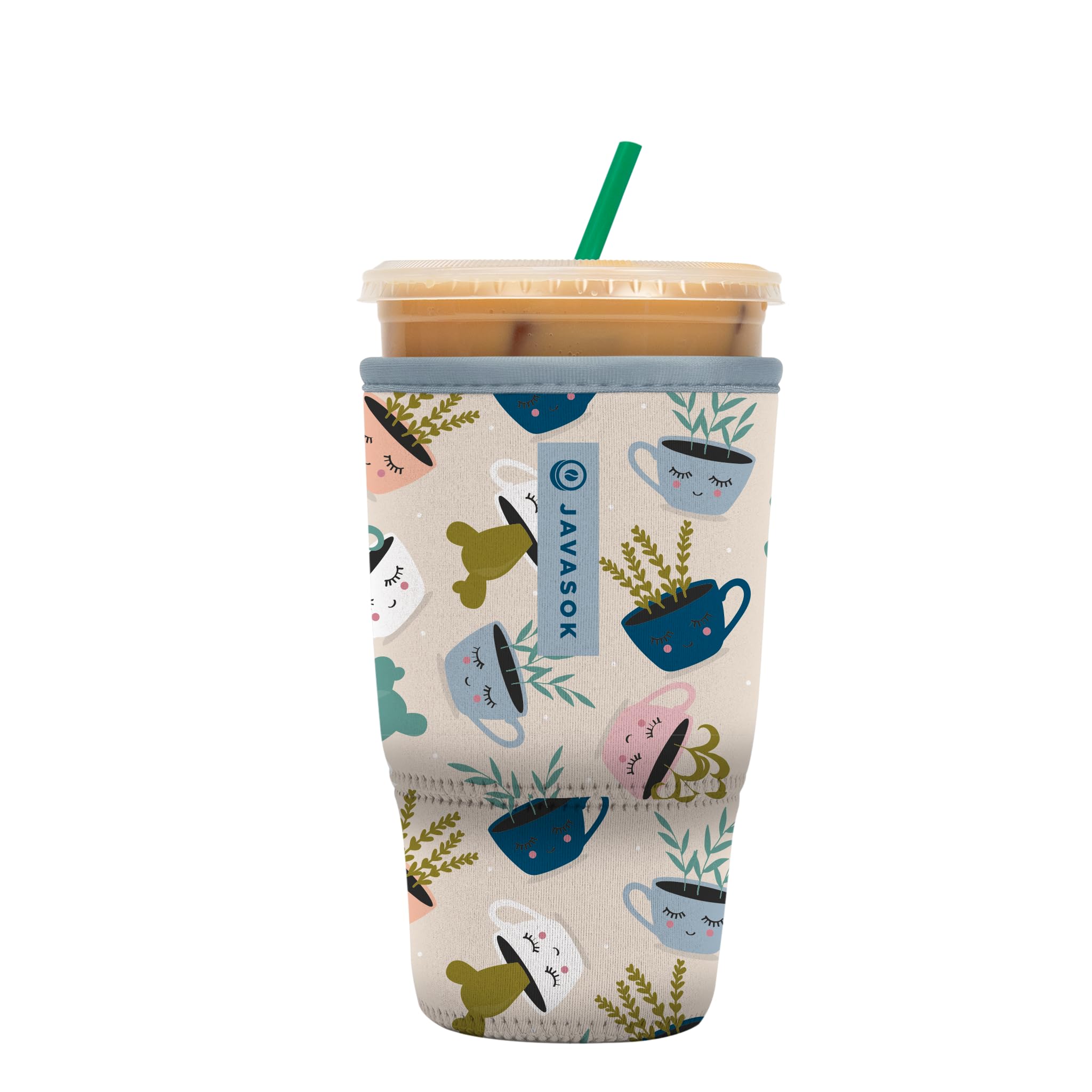 Sok It JavaSok iced coffee sleeve—front view shows design and color.