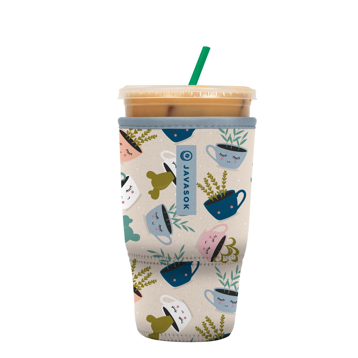 Sok It JavaSok iced coffee sleeve—front view shows design and color.