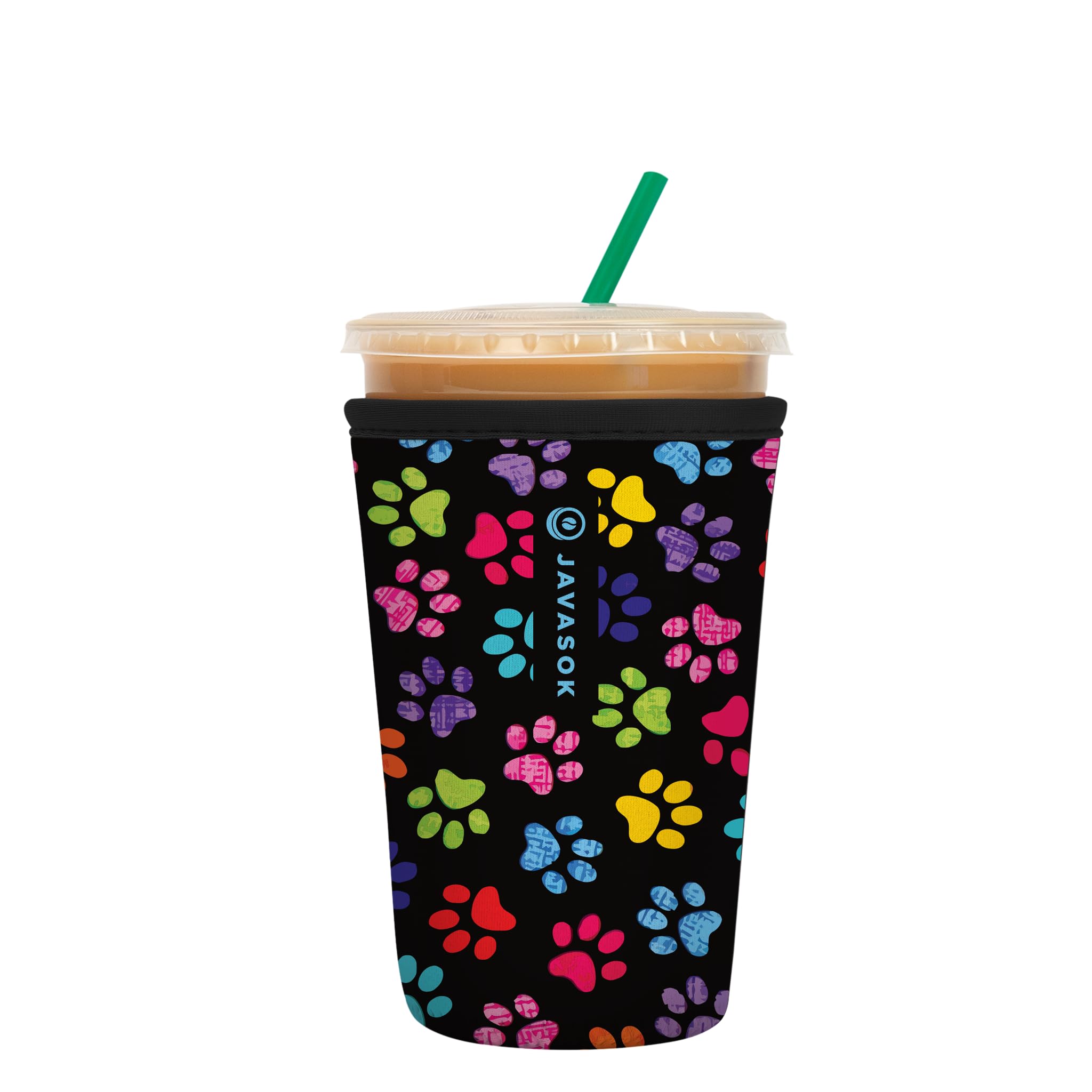 Sok It JavaSok iced coffee sleeve front view keeps drinks cold and hands dry.