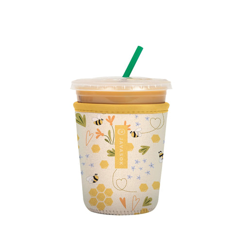 Sok It JavaSok iced coffee sleeve with honeycomb pattern fits 16-20oz drinks