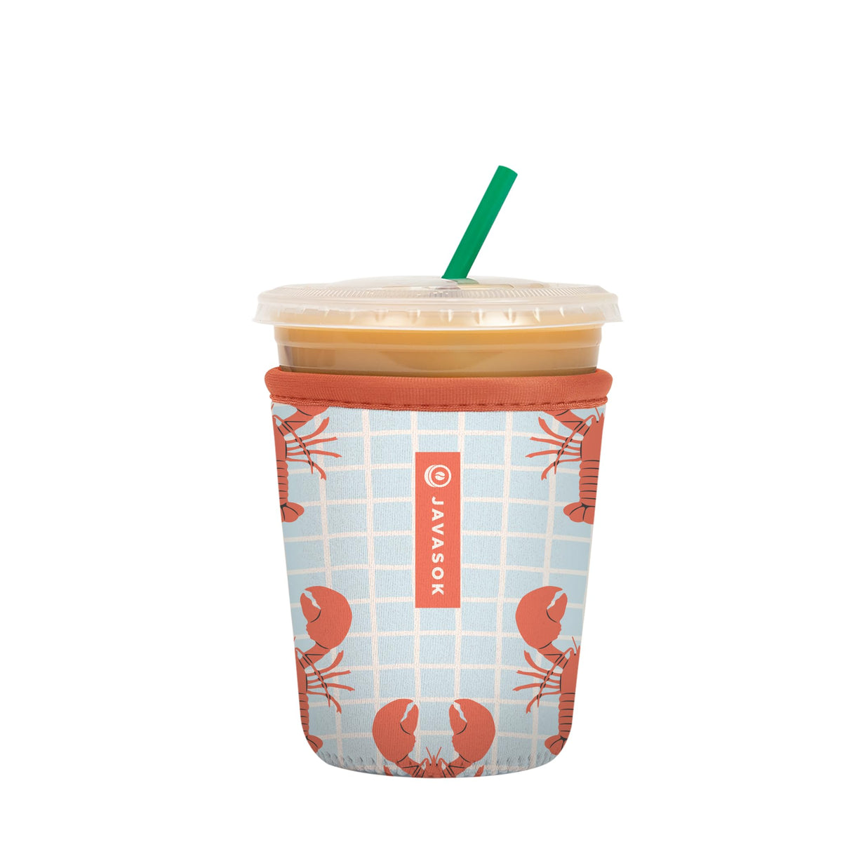 Sok It JavaSok sleeve on an iced coffee cup showing cold-hold and condensation-free use.