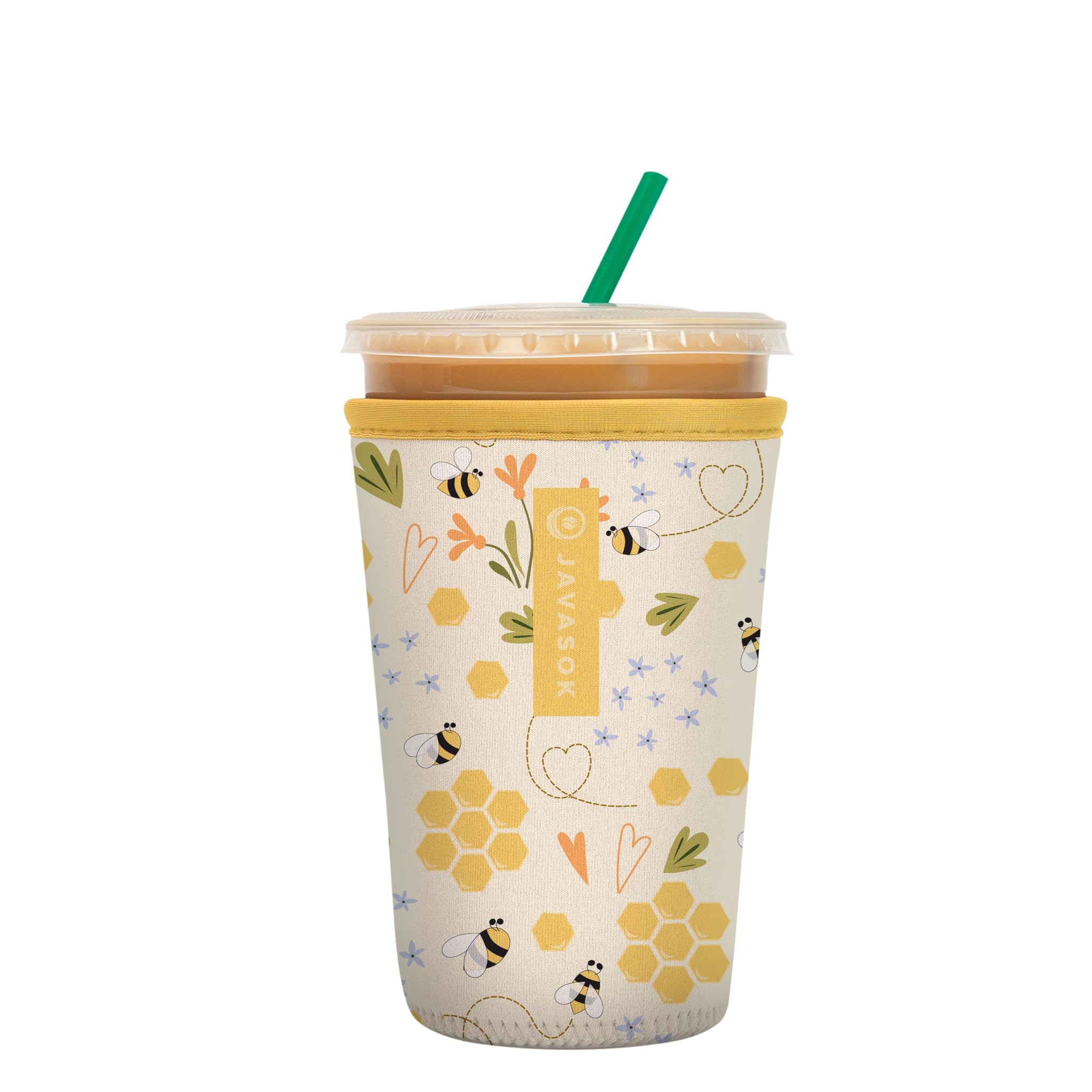 Sok It JavaSok sleeve on a cup keeps iced coffee cold and hands dry.