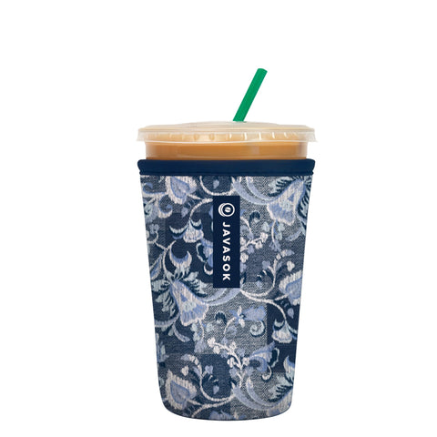 Sok It JavaSok iced coffee sleeve in paisley patchwork keeps drinks cooler on the go.