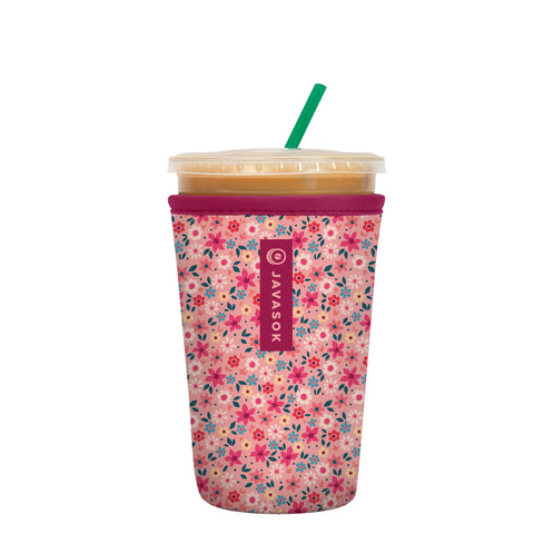 Sok It JavaSok iced coffee sleeve in Spring Bouquet keeps drinks cold and hands dry.