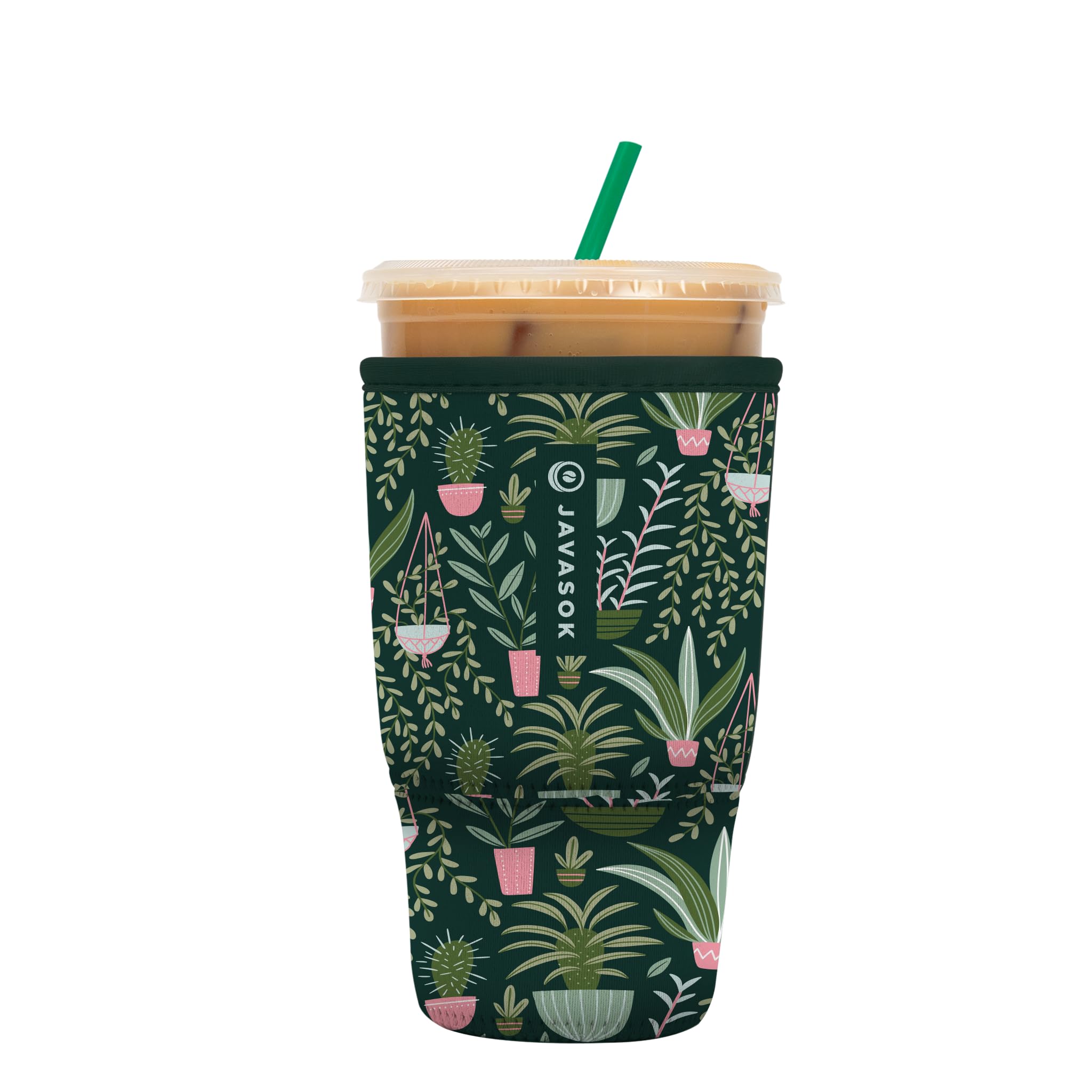Sok It JavaSok iced coffee sleeve on cup, remains cold and comfortable to hold.