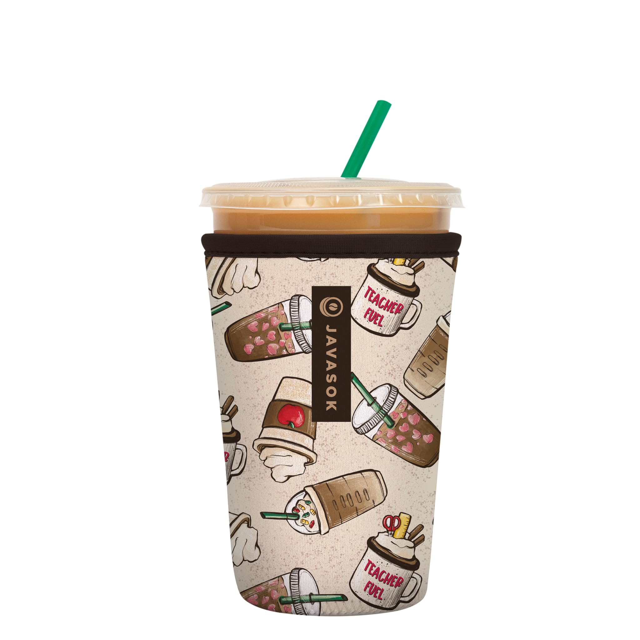 Sok It JavaSok iced coffee sleeve on a cup keeps drinks cold and hands warm.