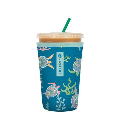 Sok It JavaSok iced coffee sleeve with turtle design keeps drinks cold and hands warm