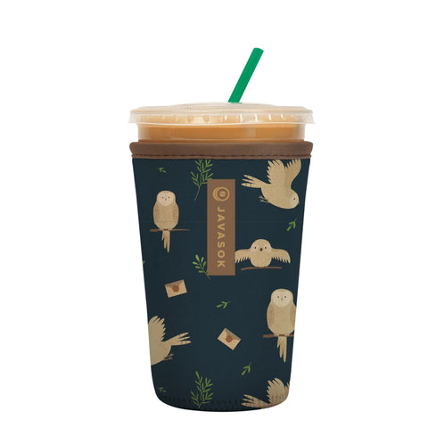 Sok It JavaSok insulated neoprene cup sleeve on a cold drink keeps hands warm and dry.