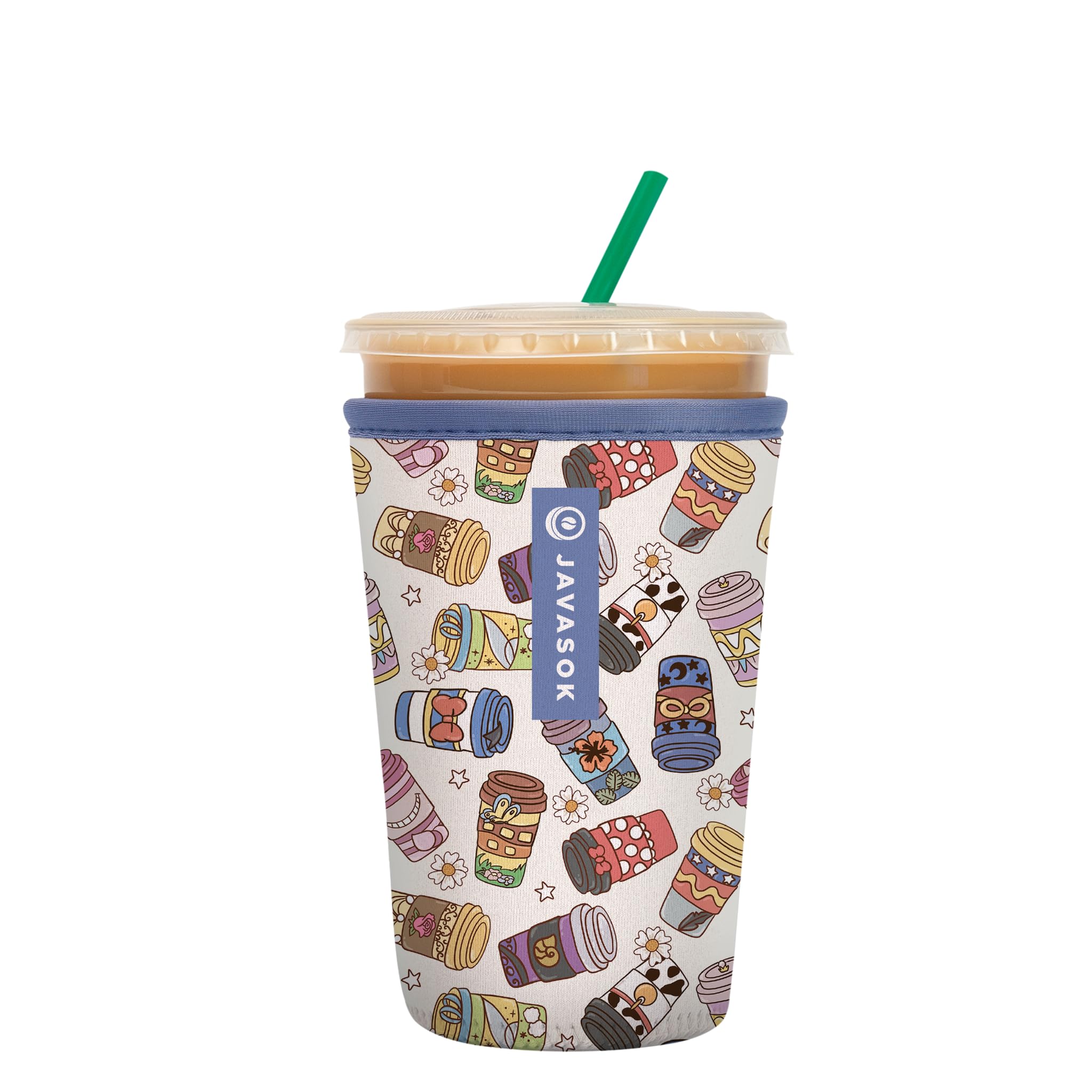 Sok It JavaSok insulated sleeve on iced coffee showing temperature control and grip