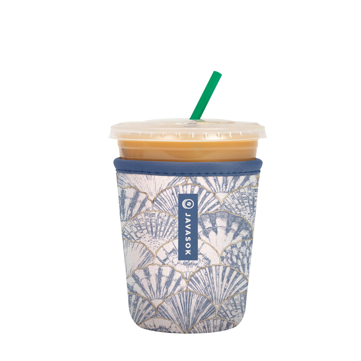 Sok It JavaSok Shore Thing iced coffee sleeve close-up showing durable insulation for cold drinks