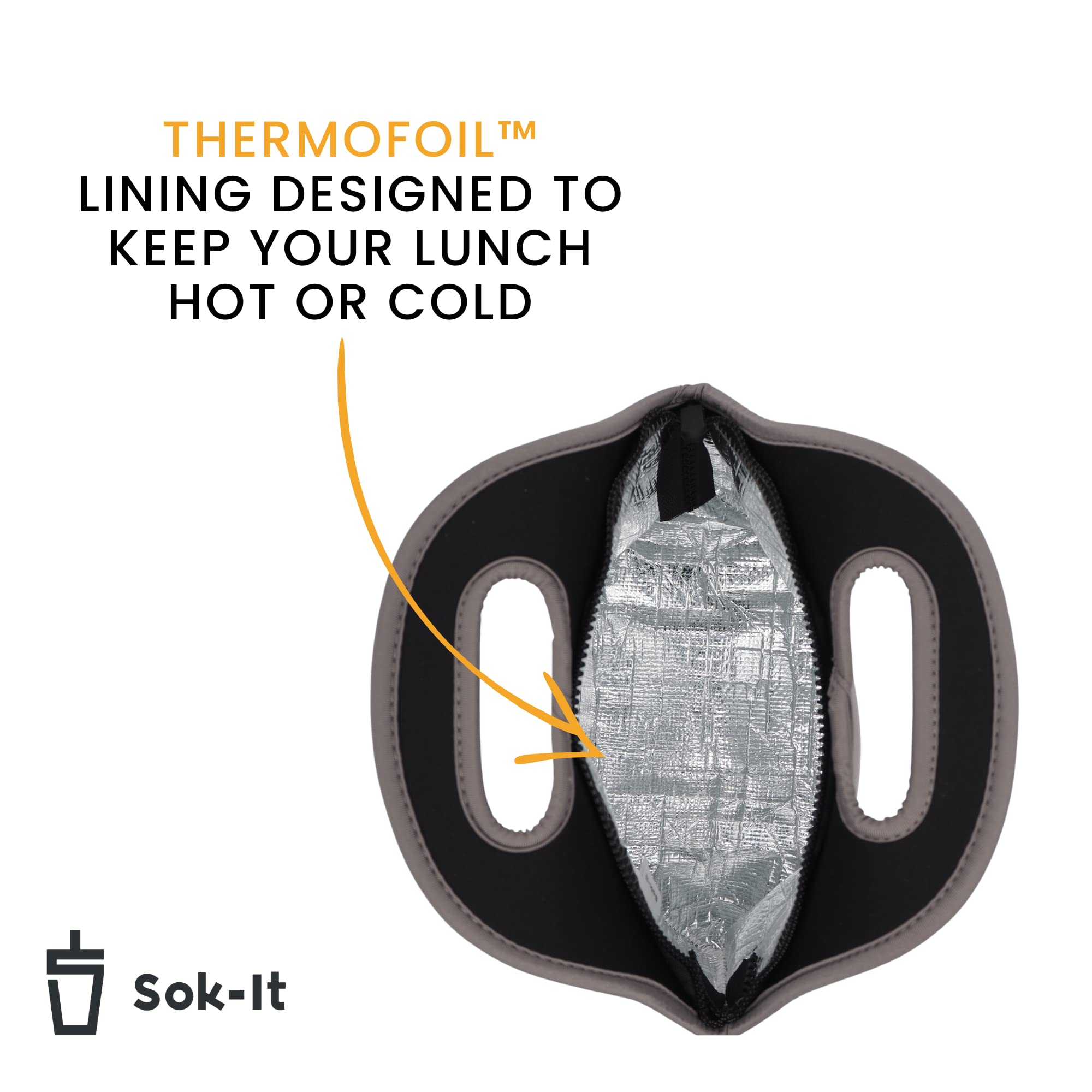 Sok It LunchTote durable neoprene shell withstands daily use.