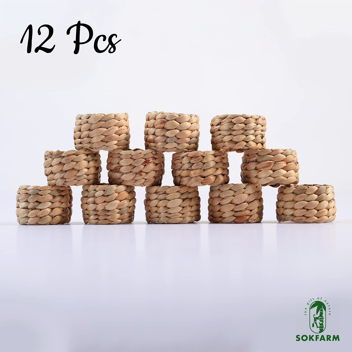 SOKFARM boho napkin rings close-up, durable 100% natural material for daily use.