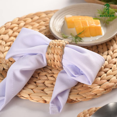 SOKFARM round napkin ring set elevates casual meals with natural texture.