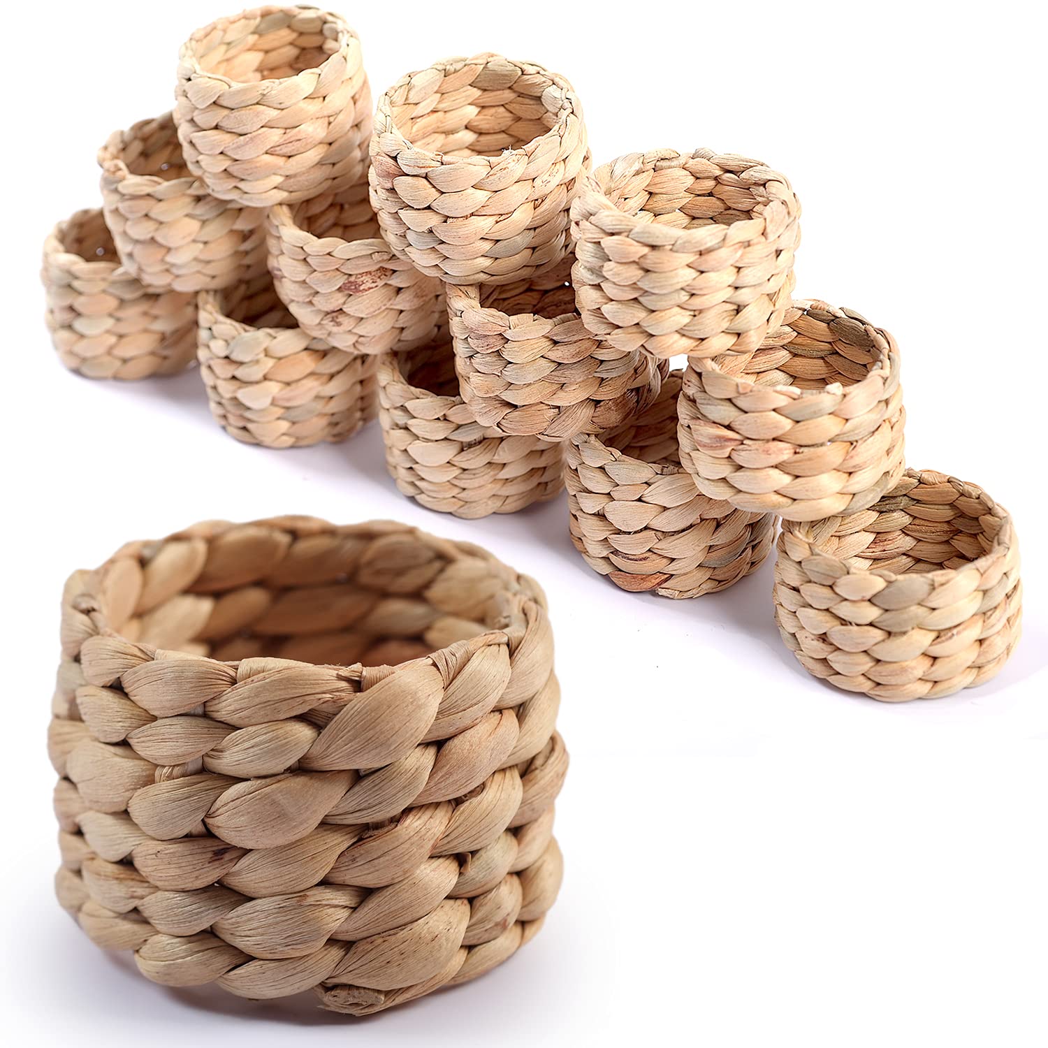 SOKFARM water hyacinth round napkin ring close-up, natural texture for rustic tables.