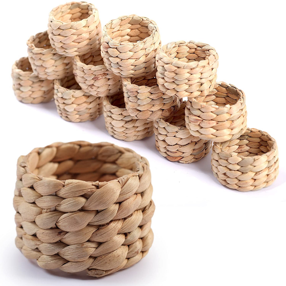 SOKFARM water hyacinth round napkin ring close-up, natural texture for rustic tables.