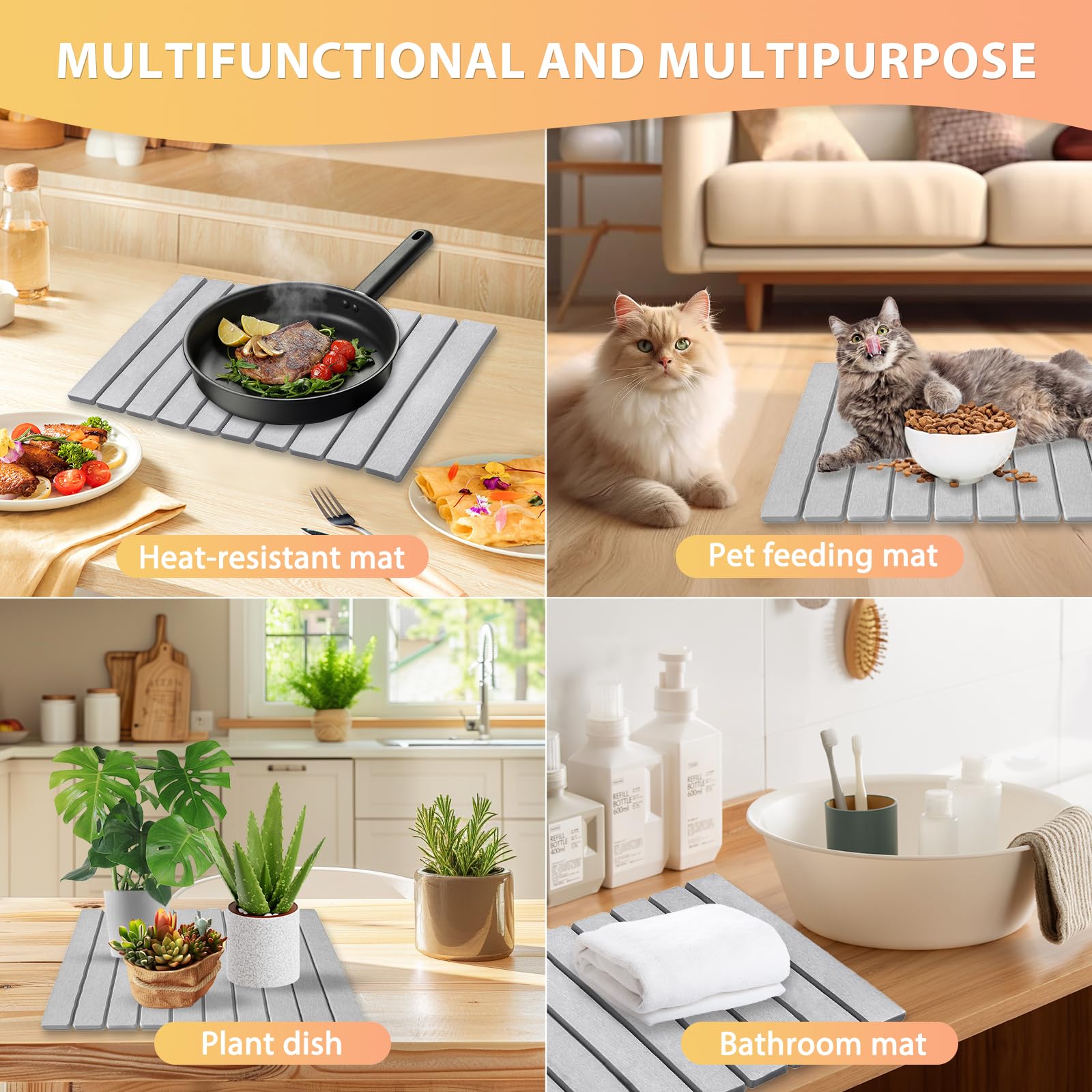 SOKINCLR collapsible stone mat saves space in small kitchens.