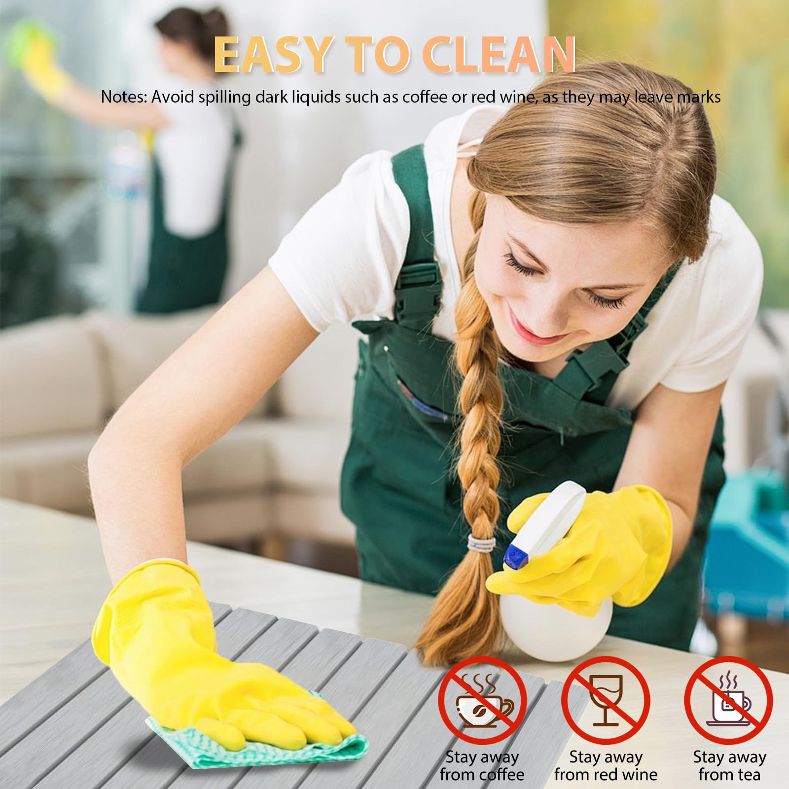 SOKINCLR dark gray mat hides stains between uses.