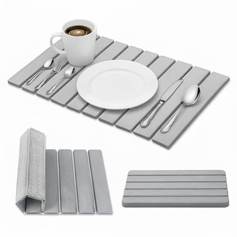 SOKINCLR diatomite dish mat 24x16 with drying action keeps countertops dry.