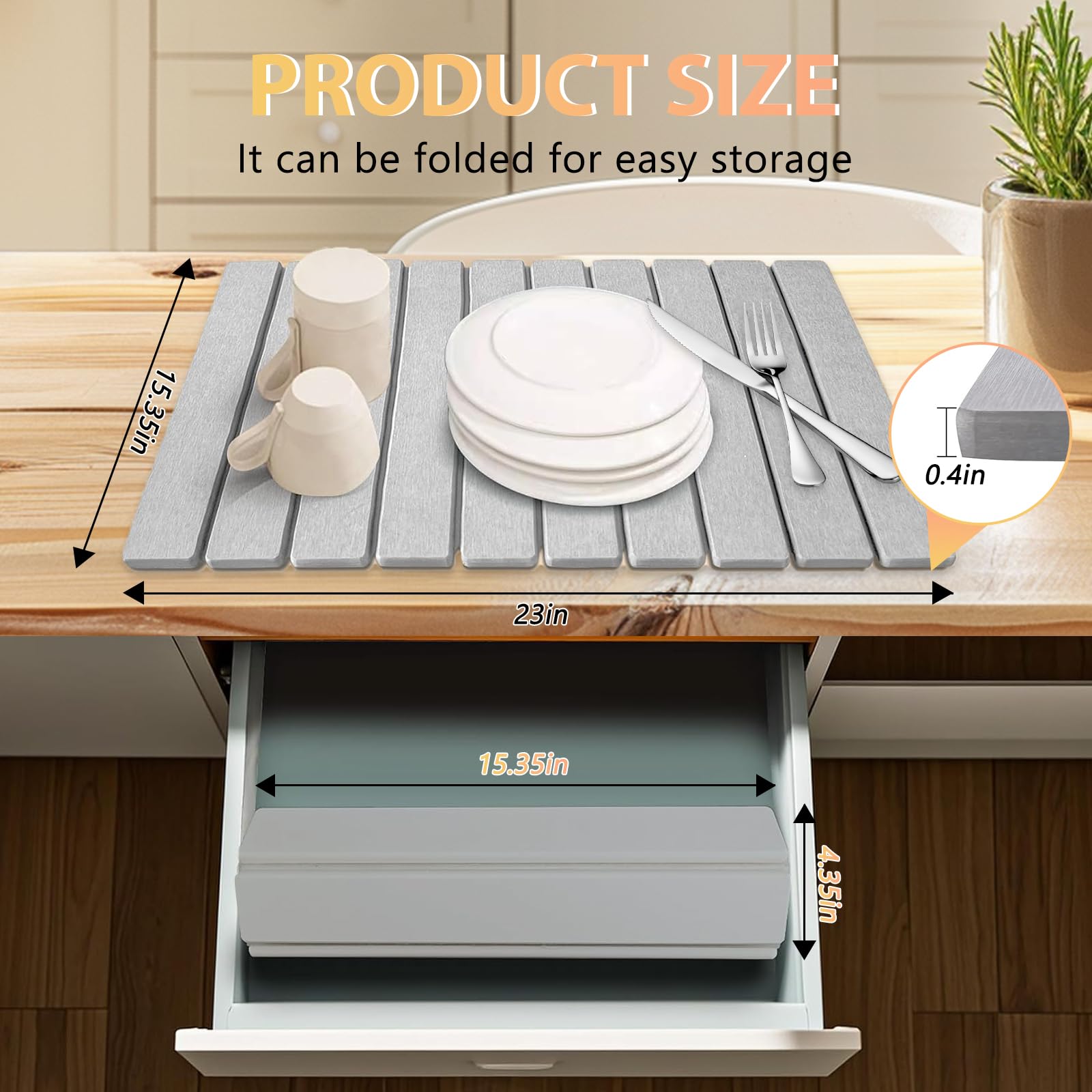 SOKINCLR quick-dry stone mat absorbs water rapidly under cups and dishes.