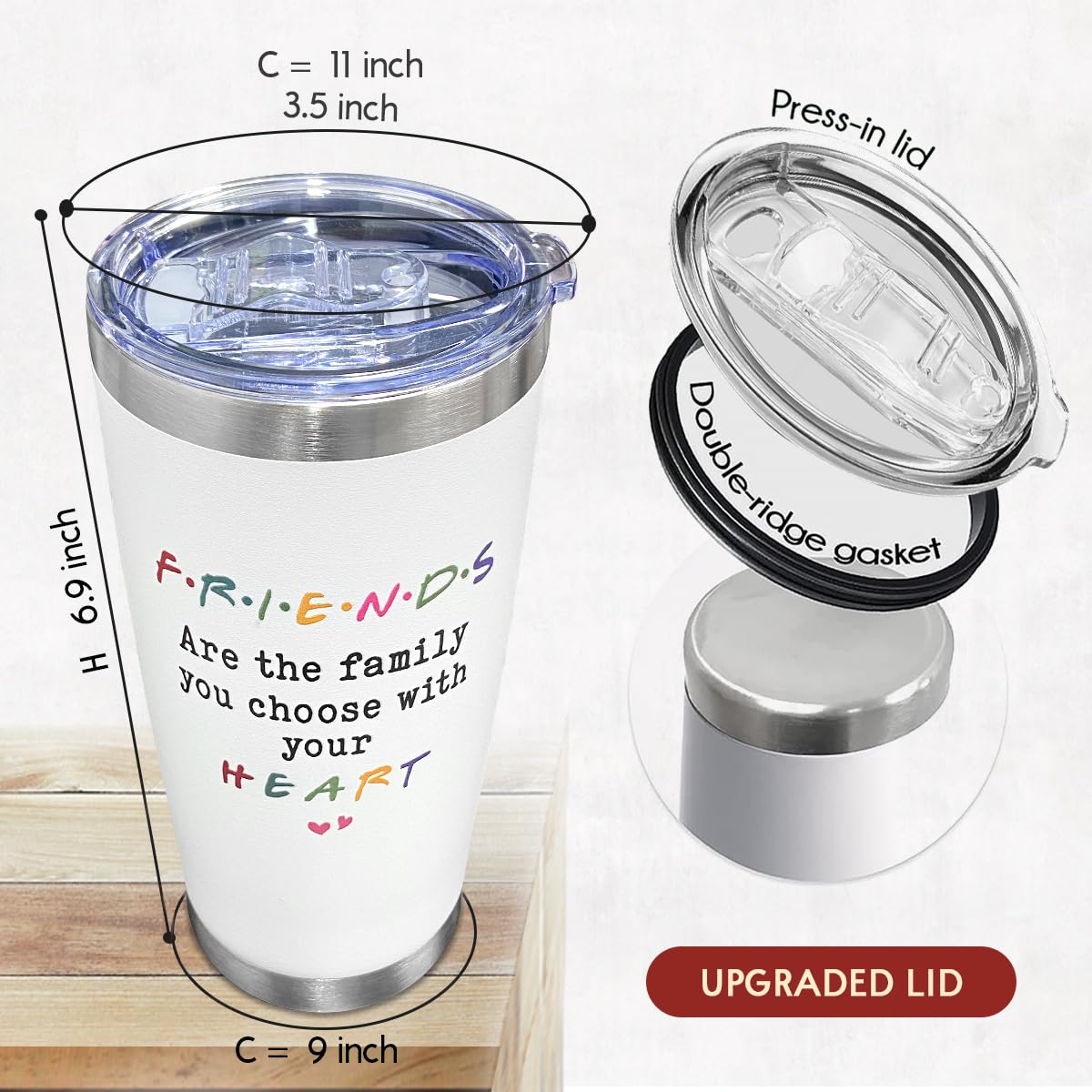 SOL VIBES 20oz tumbler insulated side view emphasizing temperature retention.