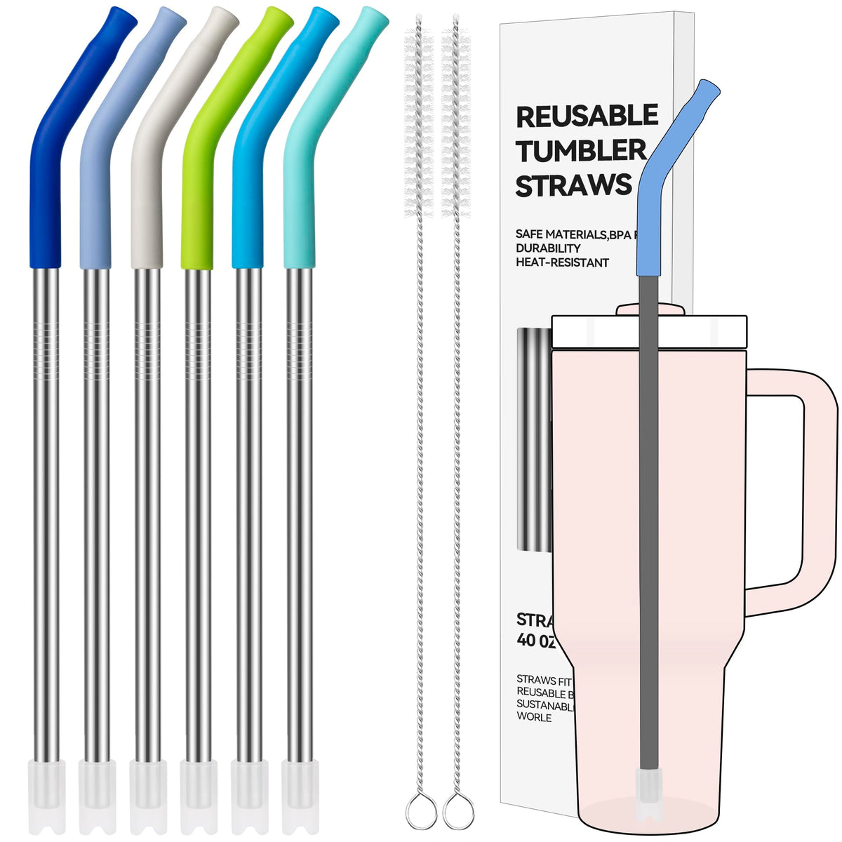 Soledea straight straw fits 40 oz Stanley Quencher for smooth sipping.