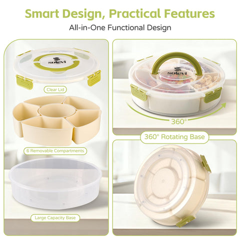 Solevi microwave-safe use shown with clips detached for reheating.