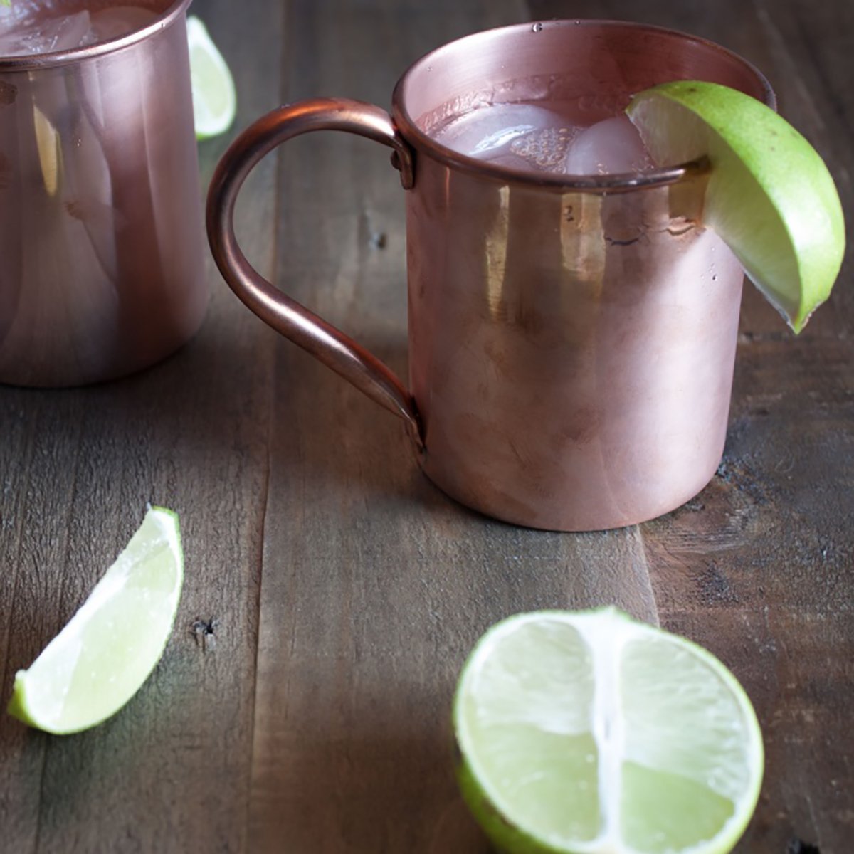 Riveted-handle close-up on Solid Copper Moscow Mule Mug shows secure grip and durable construction.