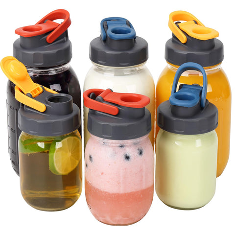 SOLIGT 6-pack regular-mouth lids with pour-spout for easy drinking and pouring.