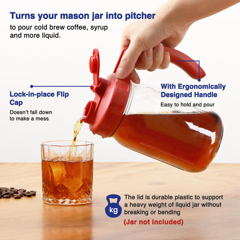 SOLIGT airtight leak-proof Mason jar lid in red and blue for fresh contents.