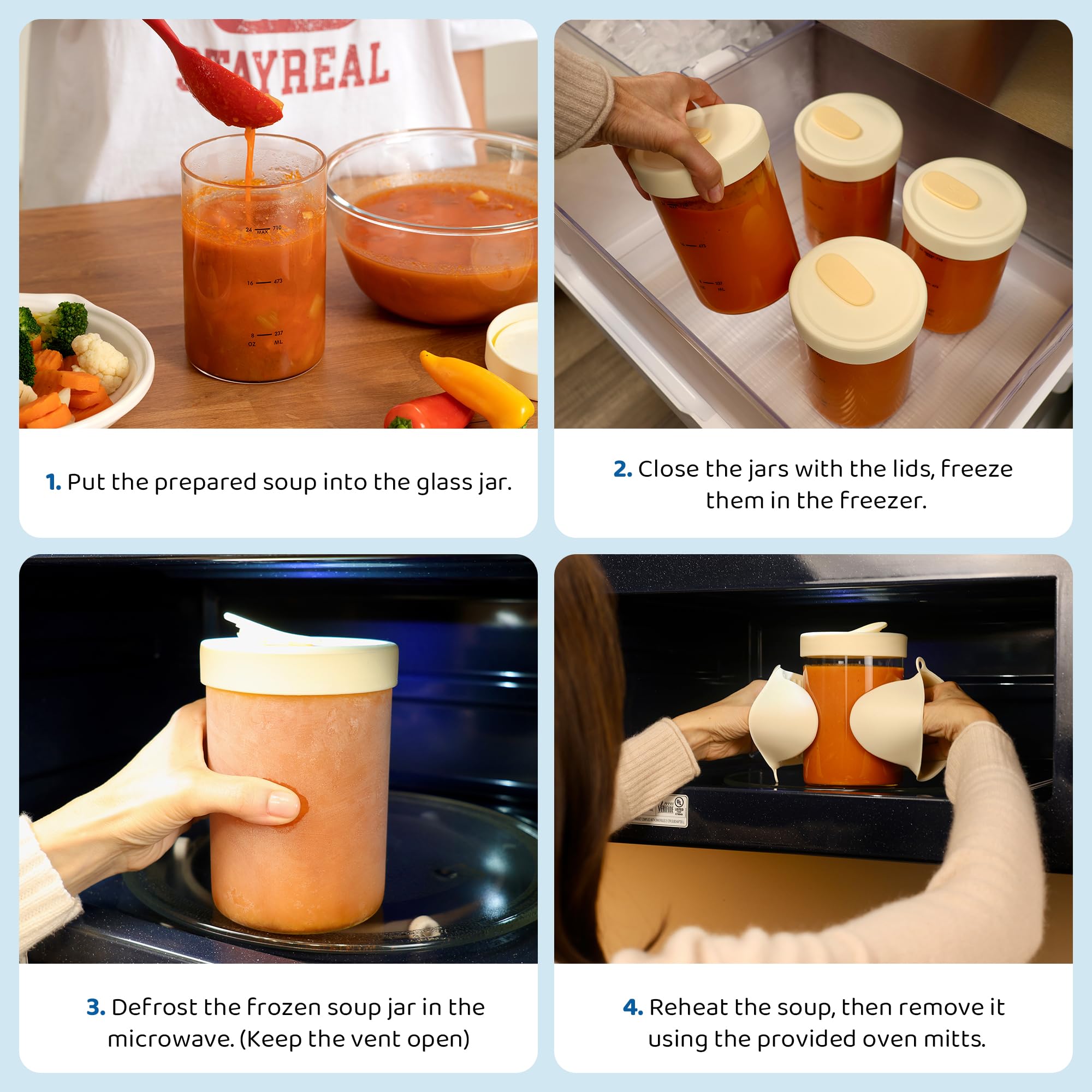 SOLIGT borosilicate glass durable construction for hot and cold foods.