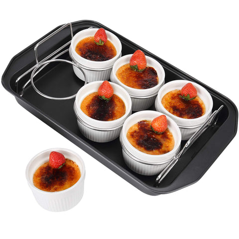 SOLIGT Creme Brulee set porcelain-ramkins-6oz for precise individual portions.