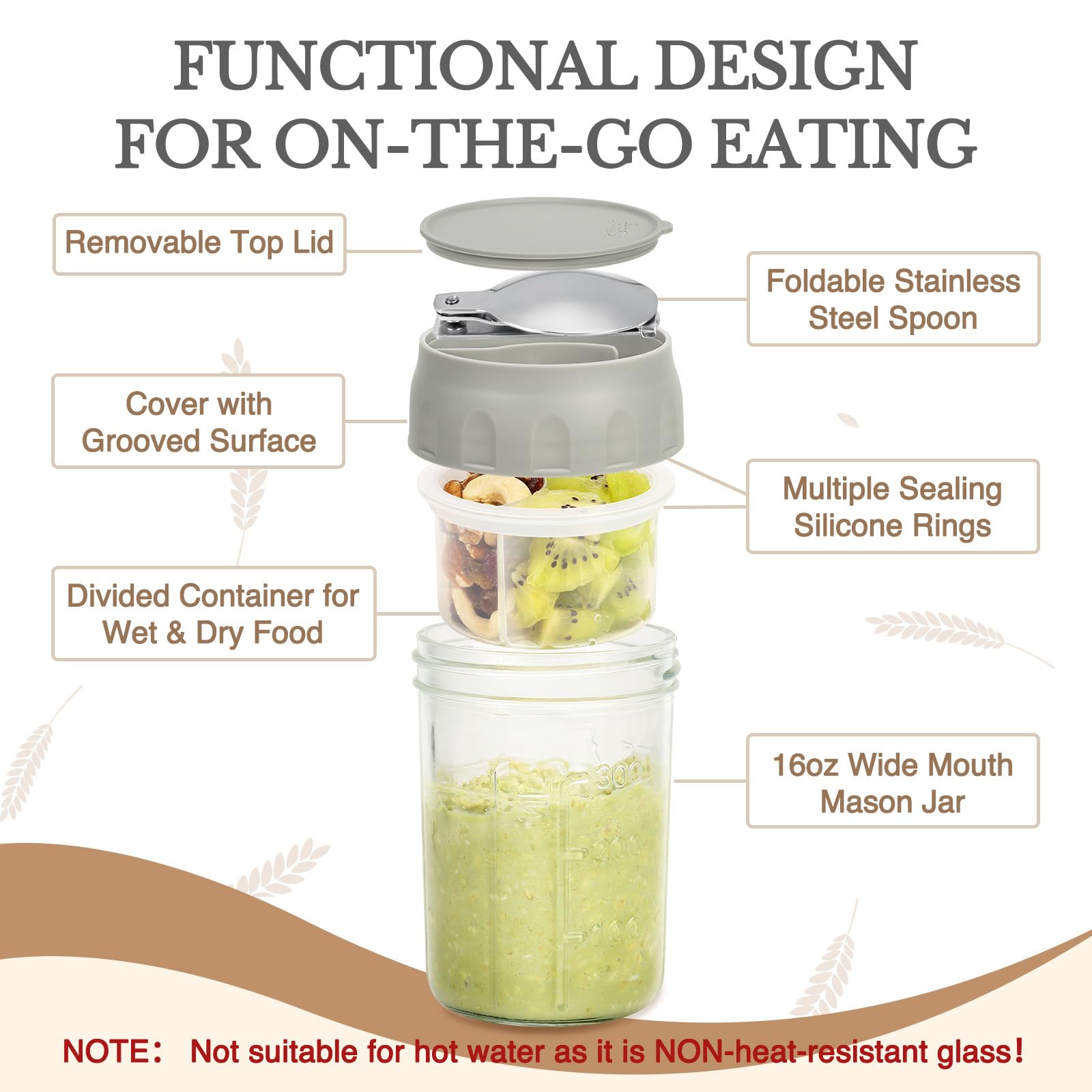 SOLIGT divided container for fruits and nuts keeps textures separate until serving.
