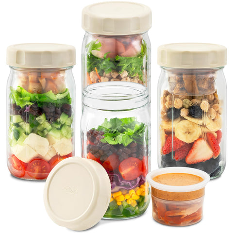 SOLIGT glass salad jar with lid assembly showing a secure leak-proof seal.