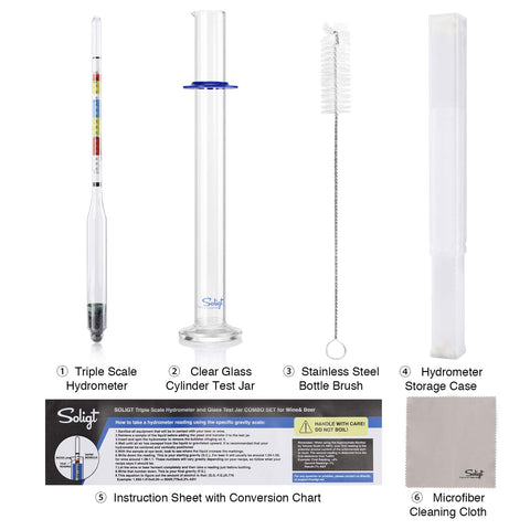 SOLIGT glass test jar with narrow neck enables clear gravity readings