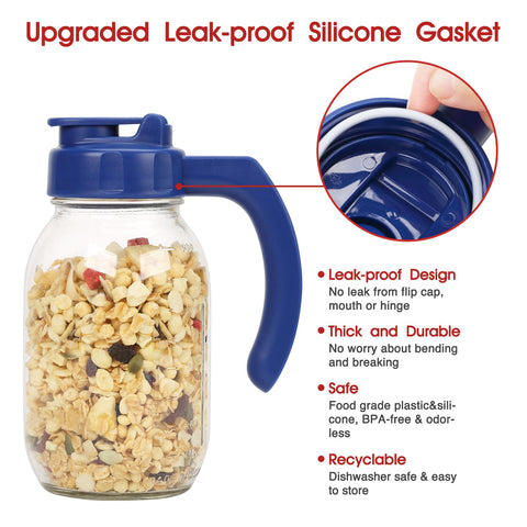 SOLIGT mason lid closeup shows secure flip cap for mess-free pouring.