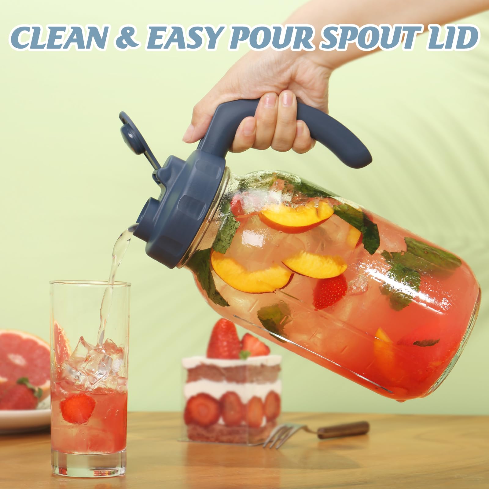 SOLIGT pour-spout lid enables one-handed, mess-free pouring from the pitcher.
