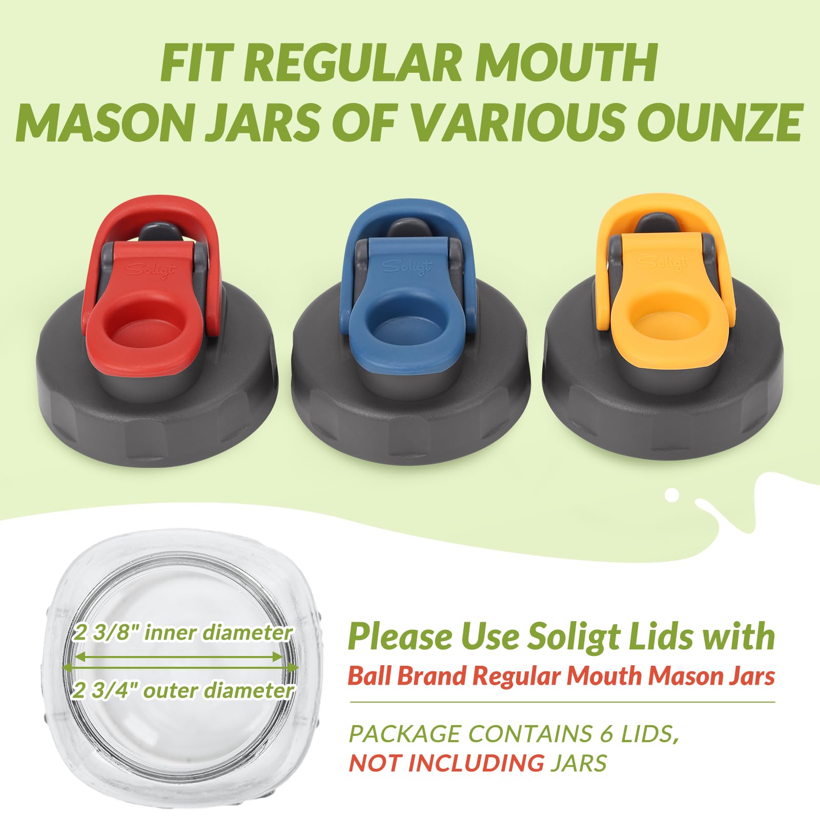 SOLIGT regular-mouth lids with pour-spout for smooth drinking from jars.