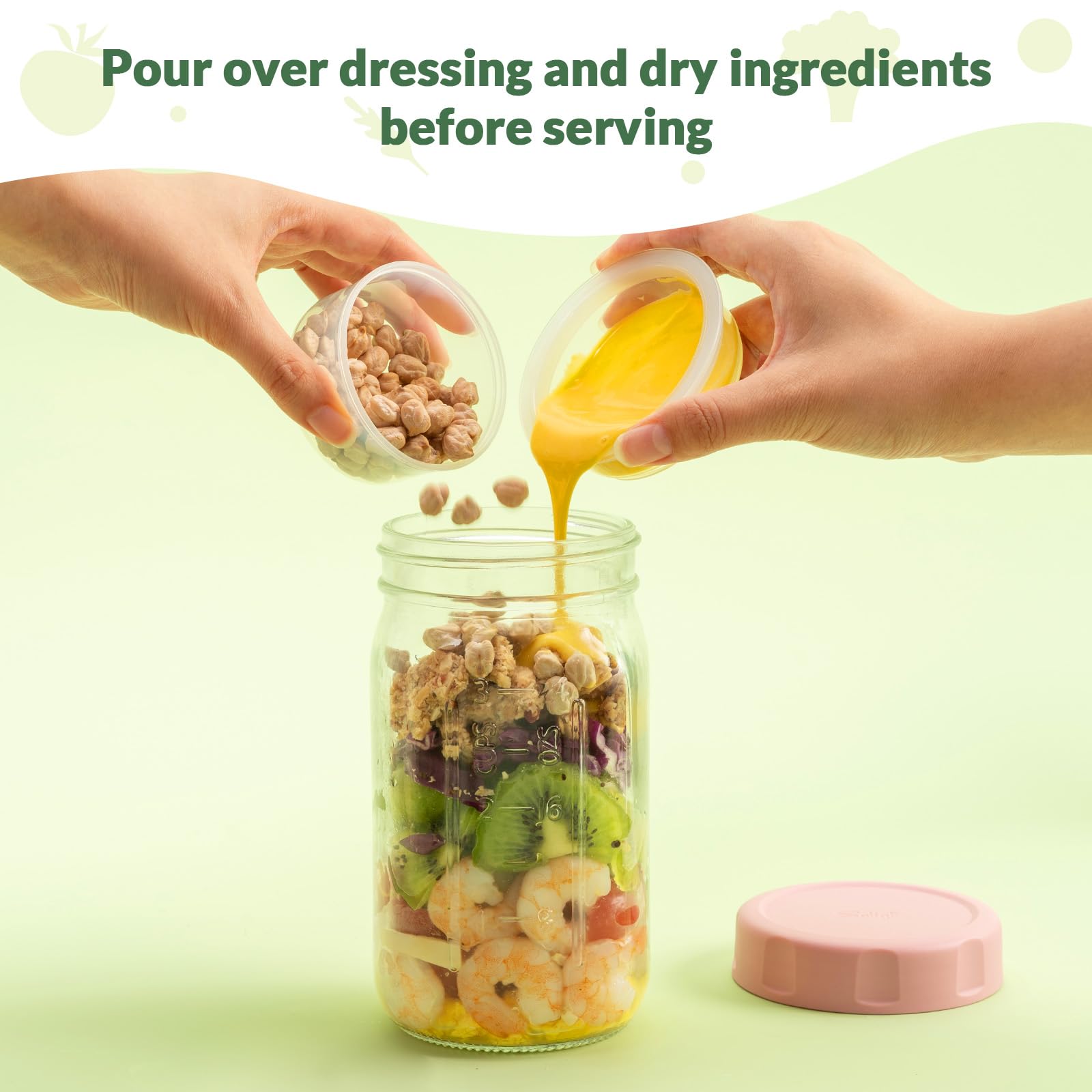 SOLIGT 32oz jar used for meal prep with veggies, beans, and dressing