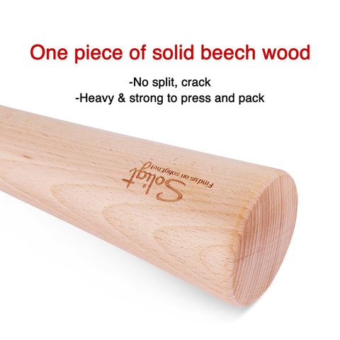 SOLIGT solid wood pounder with curved handle for comfortable use.