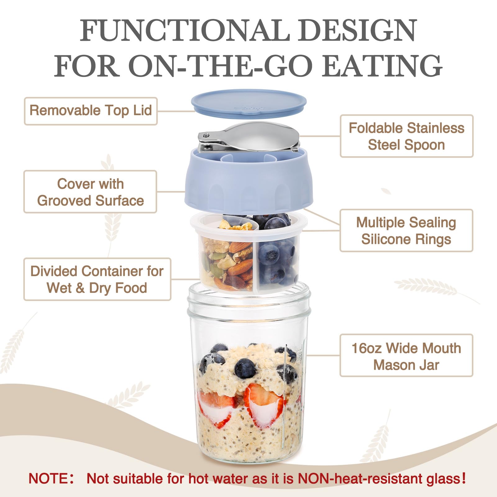 SOLIGT stackable design helps conserve fridge space during meal prep.