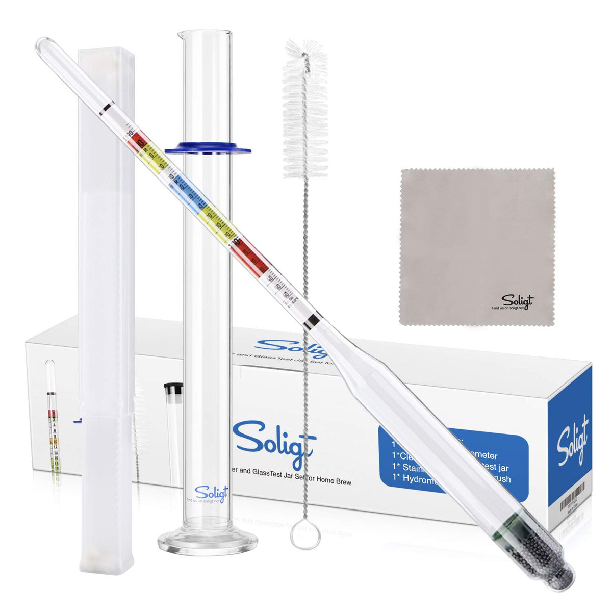 SOLIGT triple scale hydrometer for precise SG, Brix, and ABV readings