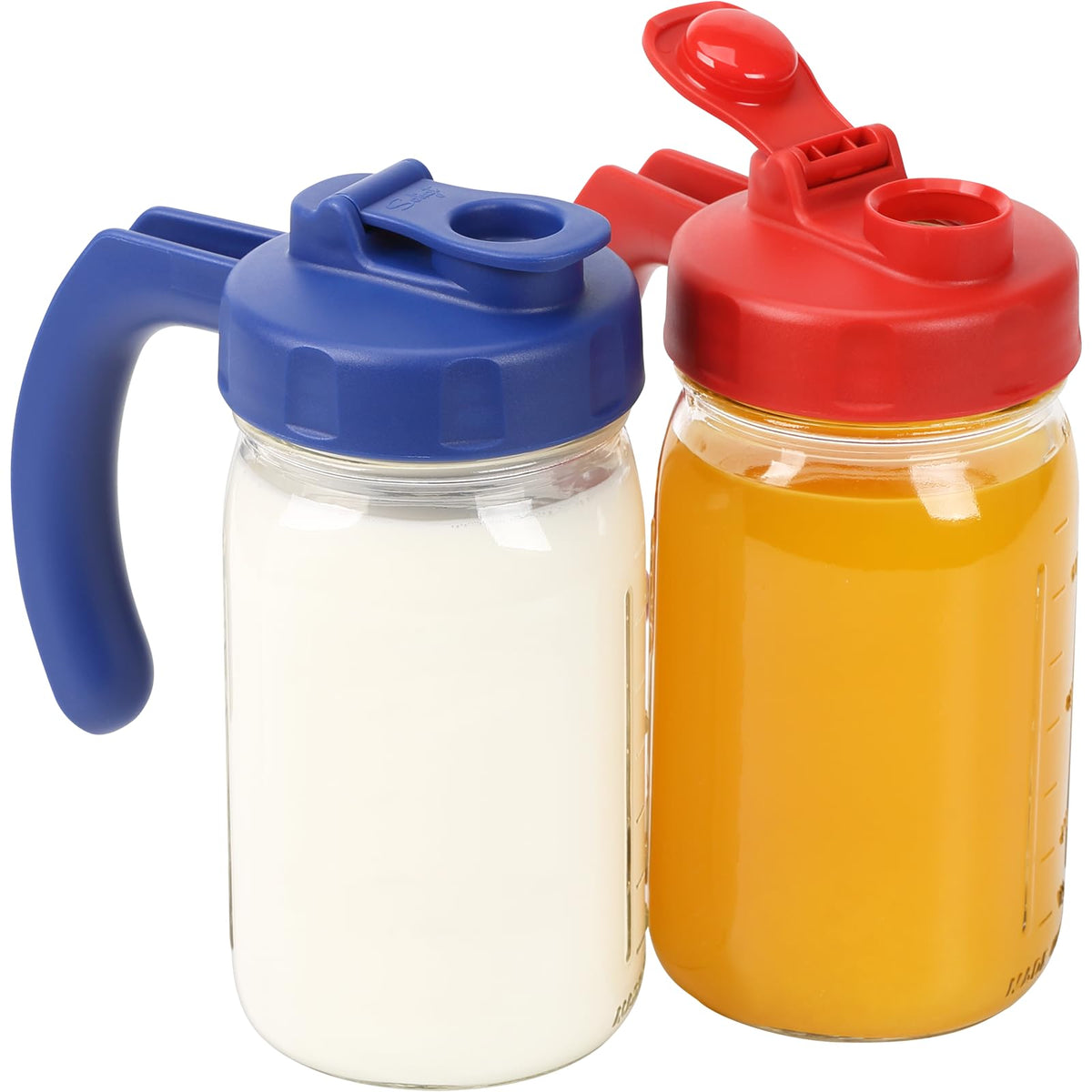 SOLIGT two-pack wide-mouth lids with handle for mess-free pouring on Ball jars.