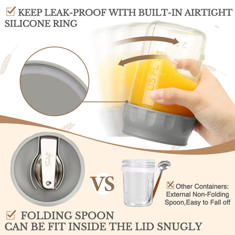 SOLIGT wide-mouth 16oz mason jar for easy filling and cleaning.