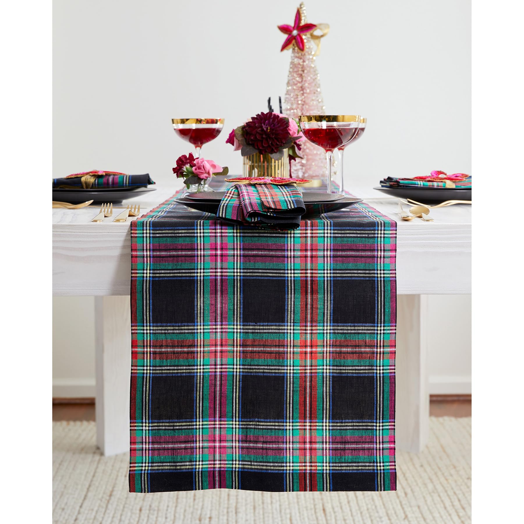 Solino Home linen table runner closeup weave for refined dining ambience.