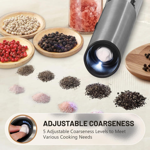 Solisifime gravity grinder LED light illuminates spices for accurate seasoning