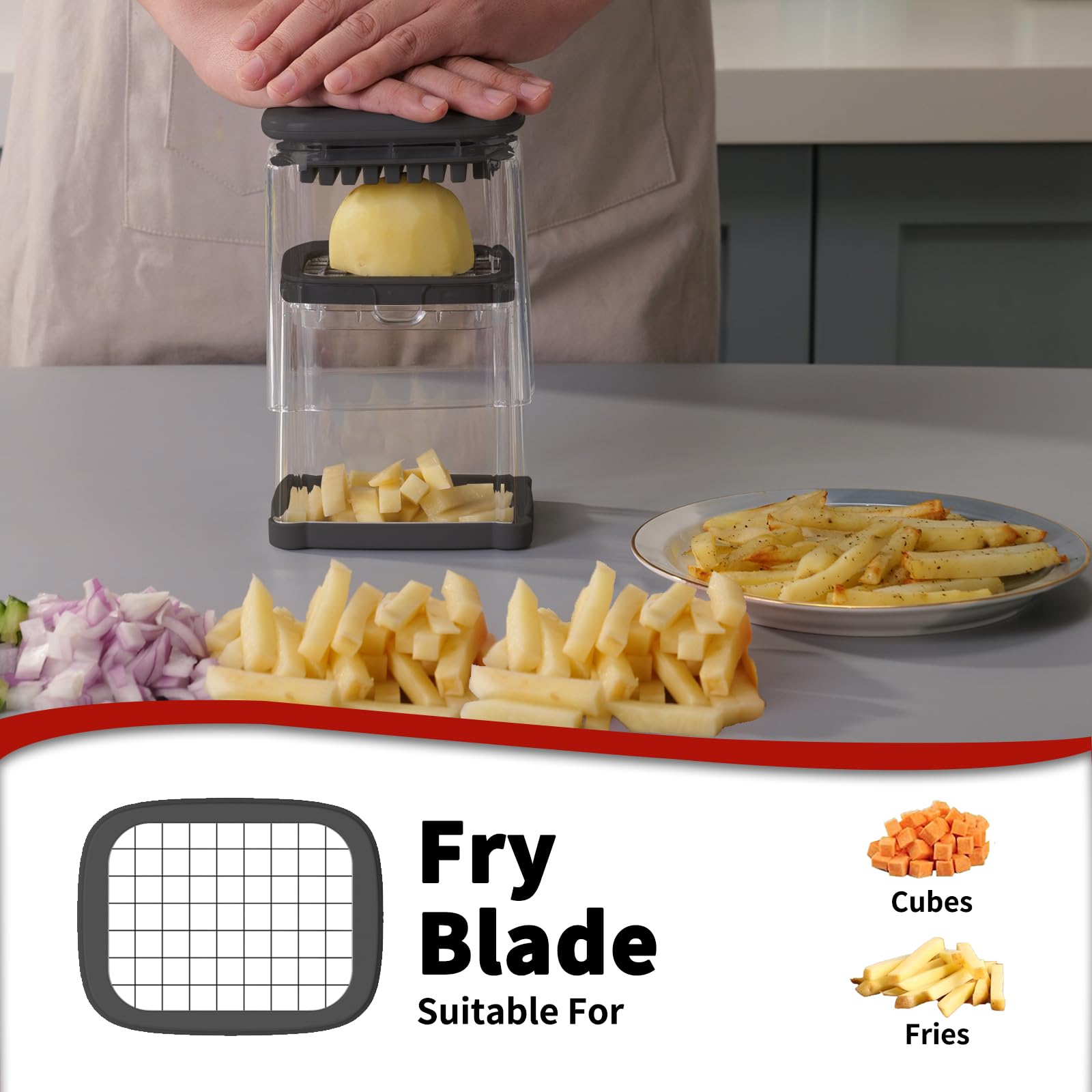 Solucky compact fries cutter fits small kitchens and cabinets
