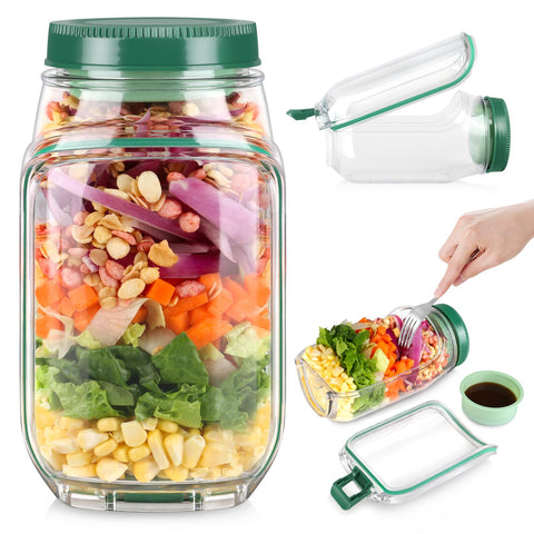 Solunex Salad Pod side-open jar for quick, mess-free dressing on the go.